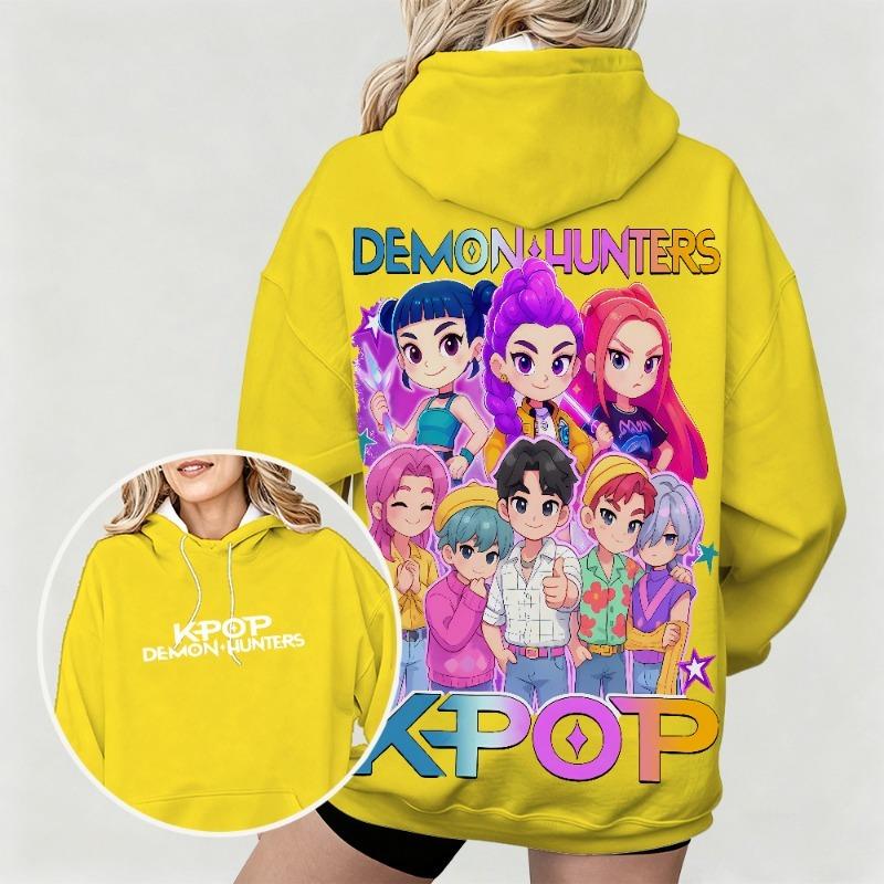 Spring And Autumn KPop Demon Hunters Women's Hoodie Colorful Anime Character Printed Street Wear Kids Fashion Hoodie Sweatshirt