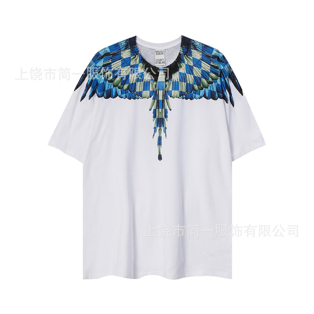 Summer Men's and Women's Same Fashion Trend T-shirt Personalized Trend Wing Printing Comfortable and Simple