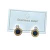 Black Rhinestone Round Stud Earrings, Rose Gold-Plated Titanium Steel, Simple Korean Style Women's Jewelry