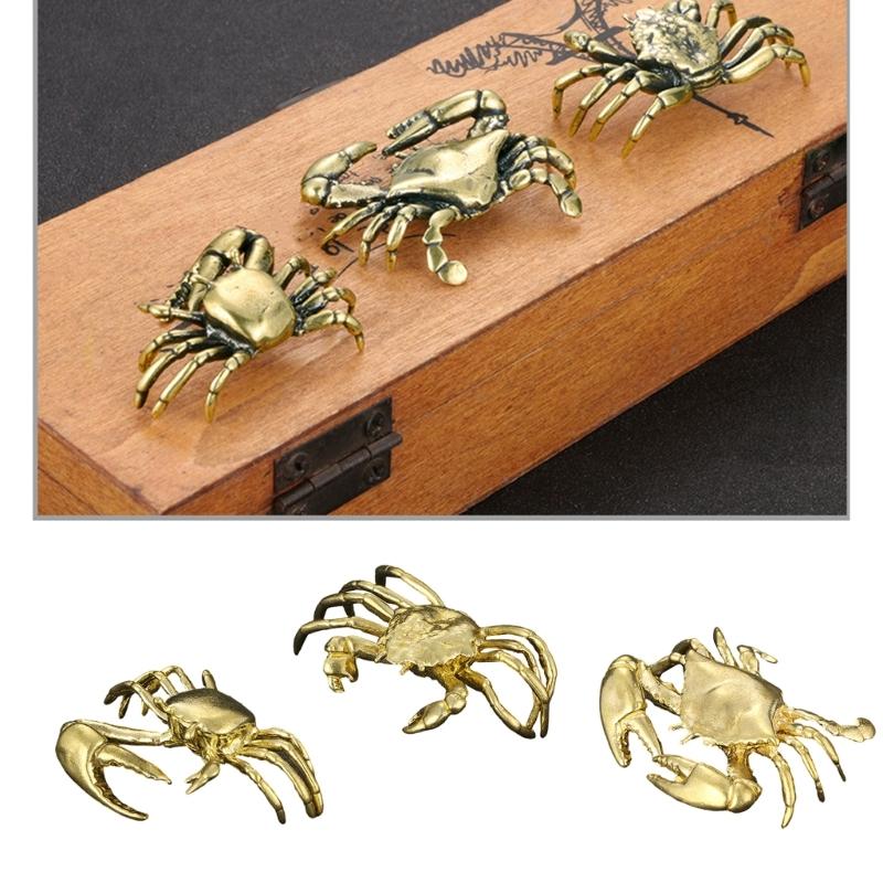 Brass Crabs Statues Figurines Retro Animal Statue Figurines Sculptures Tabletop Centerpieces Home Decors Collectibles