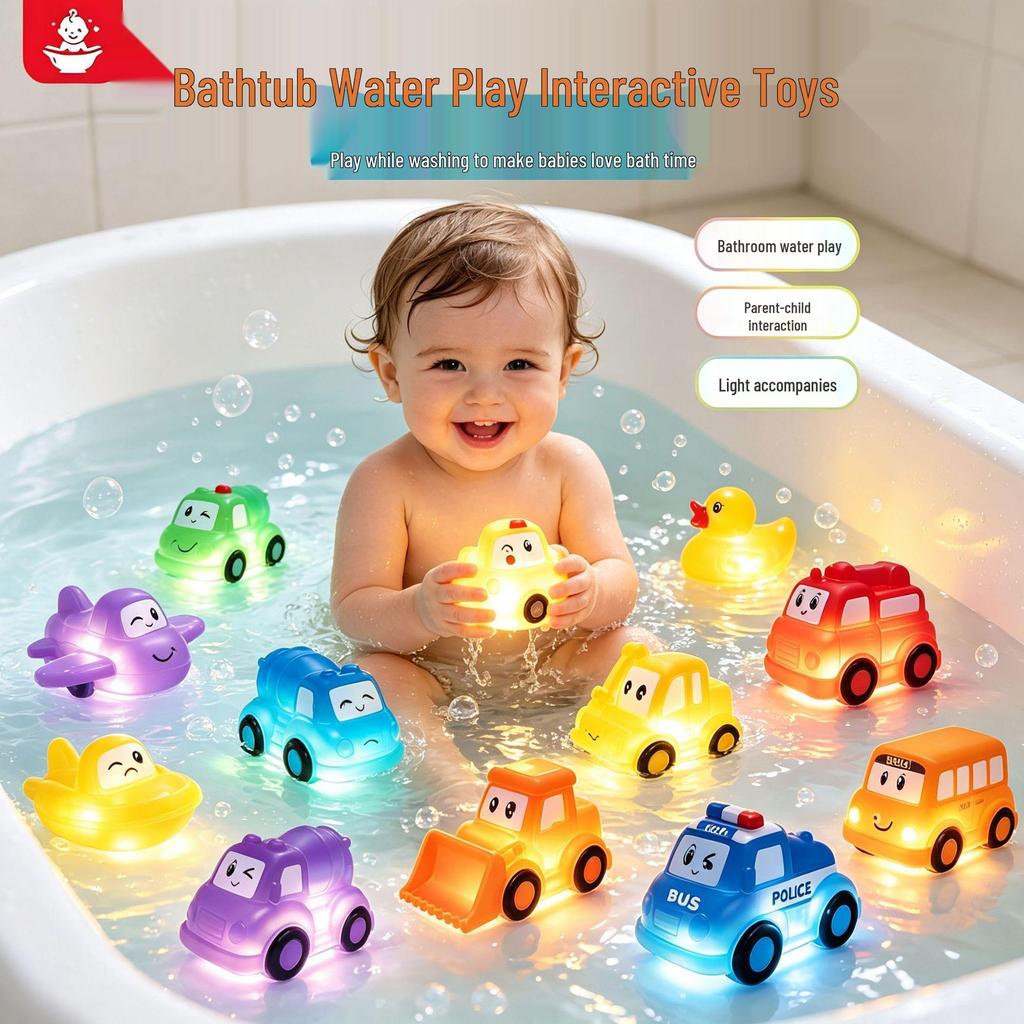 New Flashing Cartoon Cars: Touch-Activated, 7-Color LED Waterproof Toy