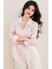 Women's Pink Linen Long Sleeve Shirt Jacket - Loose Fit, Cotton Blend