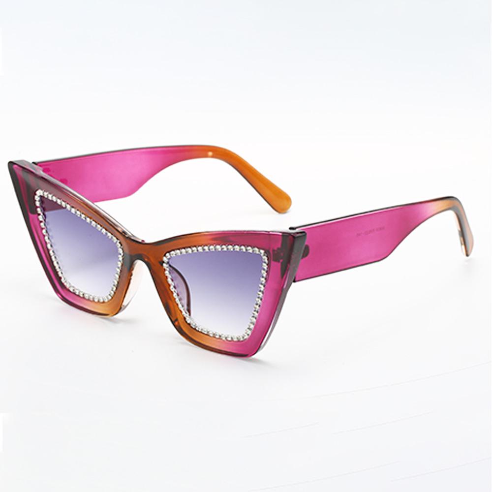 

Солнцезащитные очки «Кошачий глаз» со стразами для женщин Люксовый бренд UV400 Стильные линзы Панк Унисекс