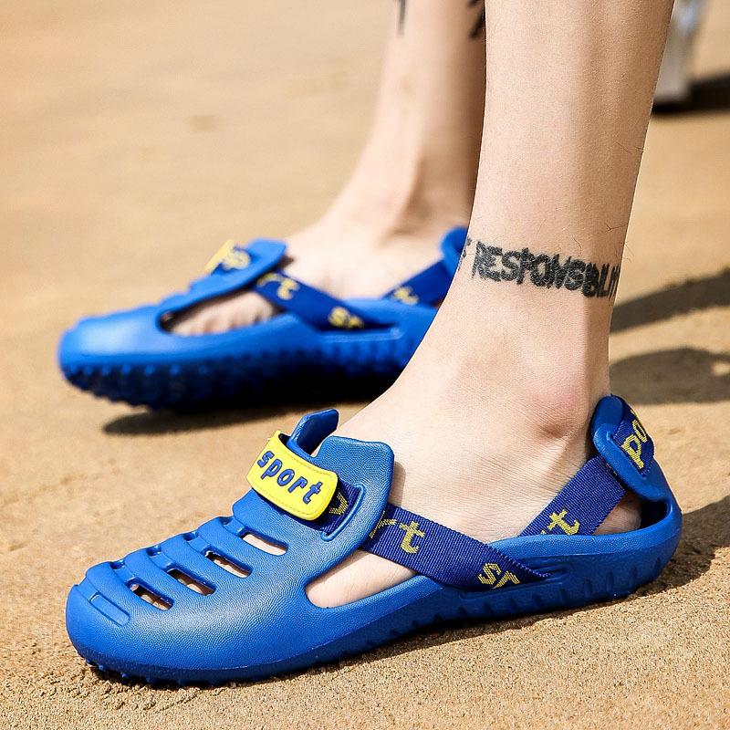 Beach Shoes Men's Summer Wear Large Size Half Slippers Go Out Driving Hollow Sandals Personalized Outdoor Men's Sandals