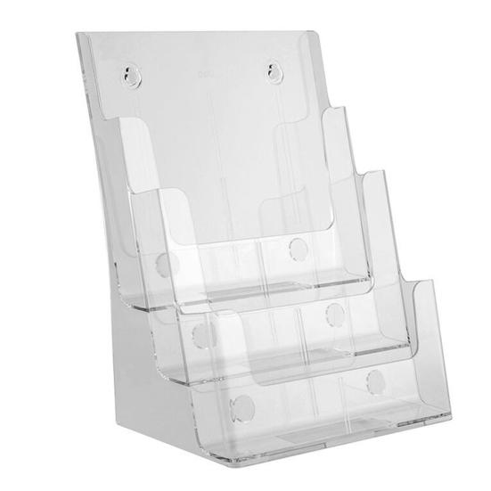 Acrylic Brochure Holder 3 Tiers A4 Size Clear Wall Mount Countertop Organizer Flyer Booklet Document Magazine Literature Display Stand Home Supplies