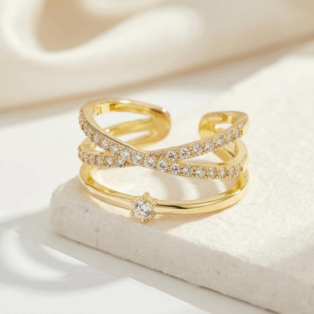 Elegant Crystal Finger Rings Personality Women's Opening Ring Vintage Plain Ring Valentine's Day