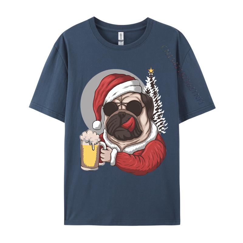 2024 New Mens T Shirt Pug Dog Wearing Santas Costume TShirt Black Tights Fitness For Male Free Shippping Clothes