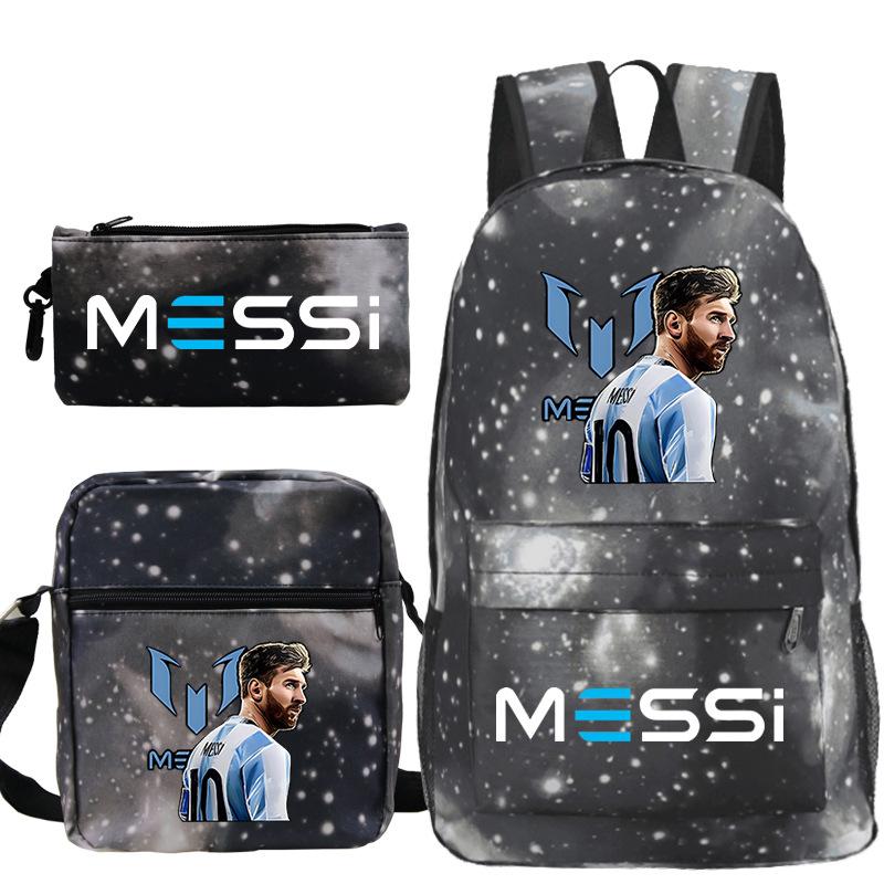 Football Player Peripheral Printing Primary And Secondary School Schoolbag Three-Piece Children'S Backpack