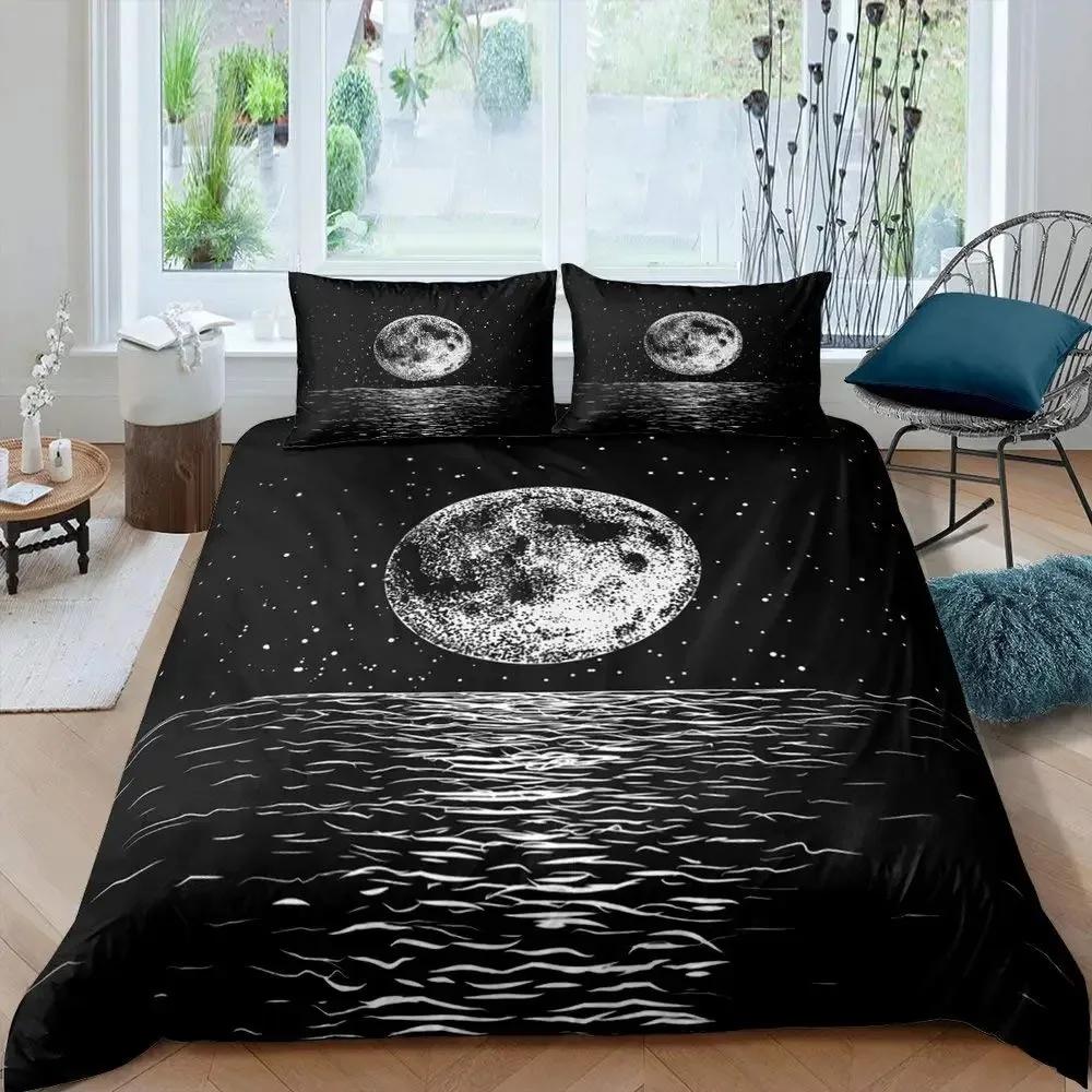 Blue Sea And Galaxy Duvet Cover Set Full,3D Whale Ocean Creatures Bedding Sets Space Starry Mysterious Nebula Comforter Cover