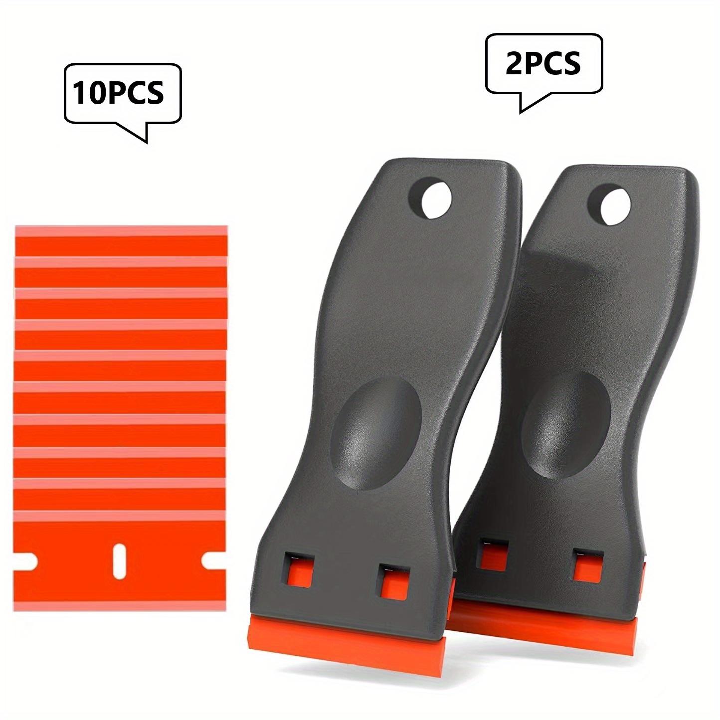 

2 шт., пластиковый скребок с лезвиями для бритвы: Легко удалите краску со стен, наклейки, виниловый клей и многое другое — в комплект входит 10 лезвий! синий