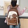 Women's Large Capacity Backpack Color Block Student Schoolbag Shoulder Bag