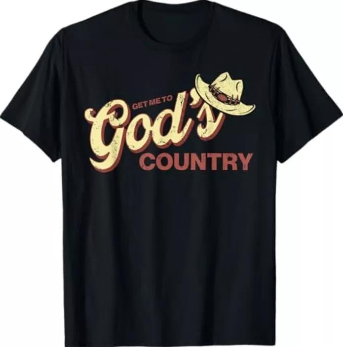 Vintage Get Me To God’s Country Funny Country Hat T-Shirt S