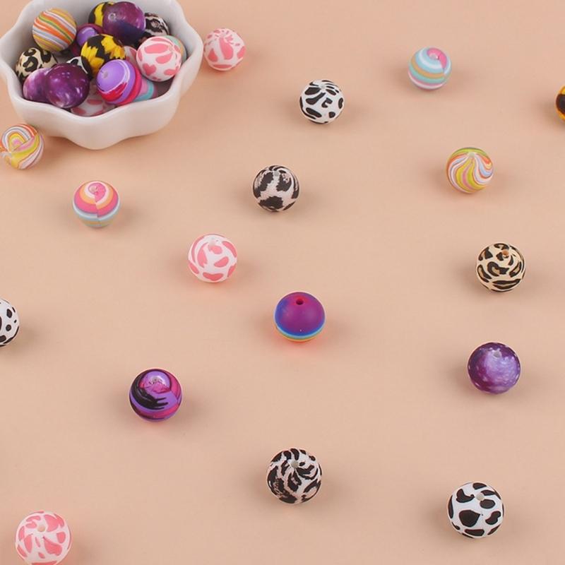 20pcs Silicone Beads with 15mm Diameter Food Grade Baby Teethers Beads Silicone BPA Free For Necklaces Pacifier Holder