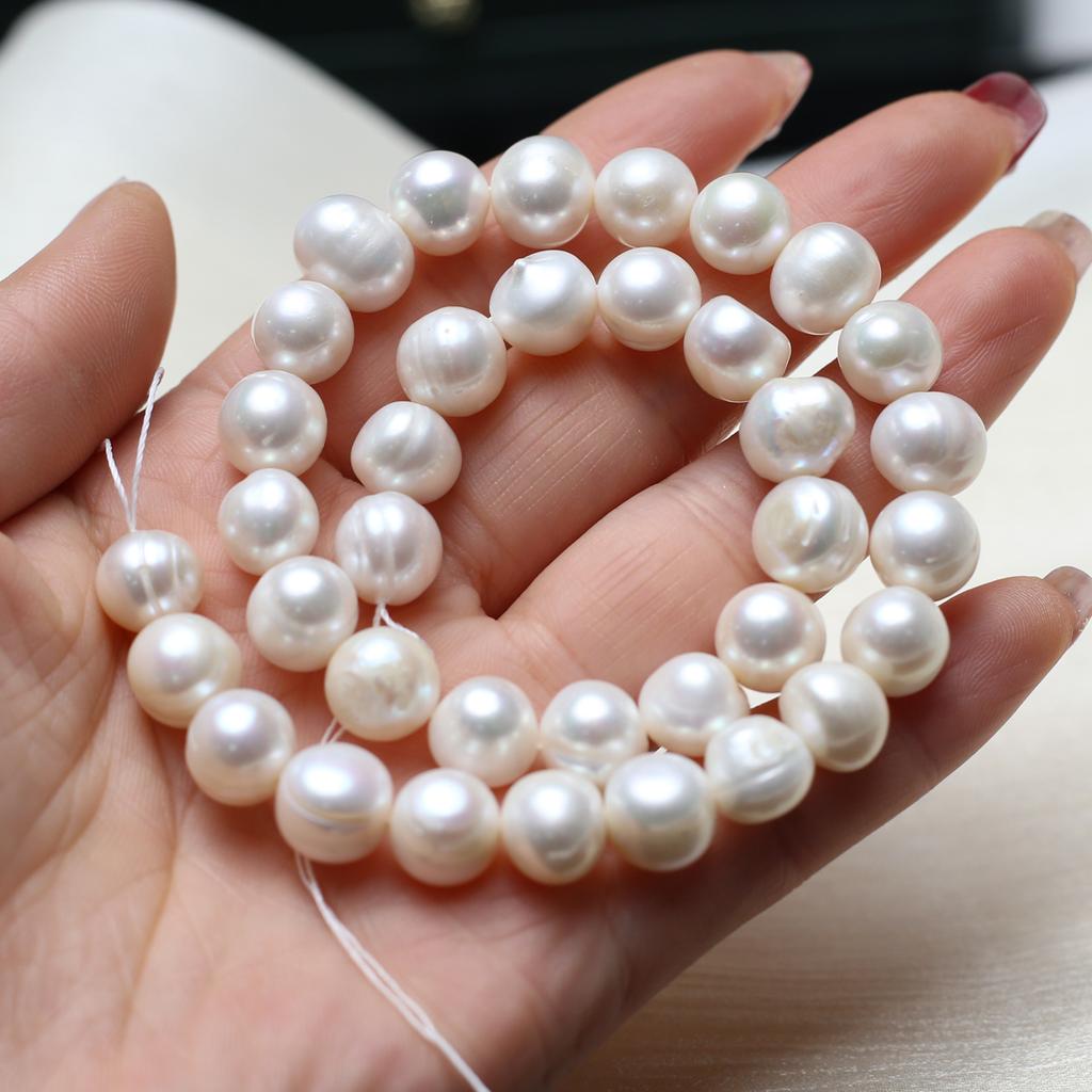 1String, White Natural Freshwater Pearls, Handmade Round Pearl Beads, 10-11 Mm, for DIY Necklace Accessories, Jewelry Making, Women Gift, 36 Cm