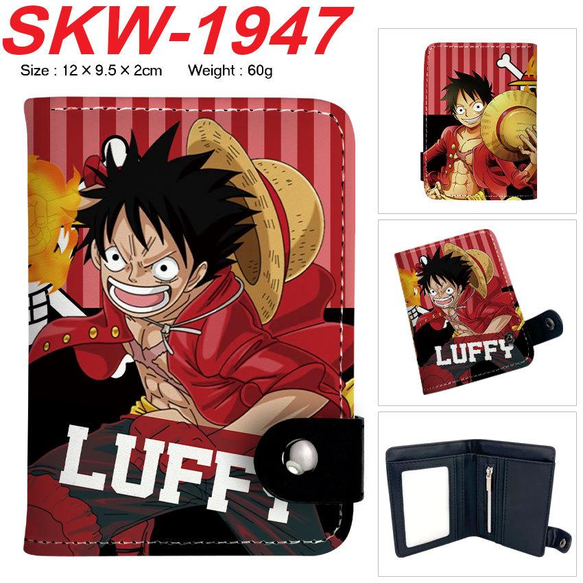One Piece Anime Druckknopf Geldbörse Vertikaler Kartenhalter Münzbörse für Schüler Männer Frauen