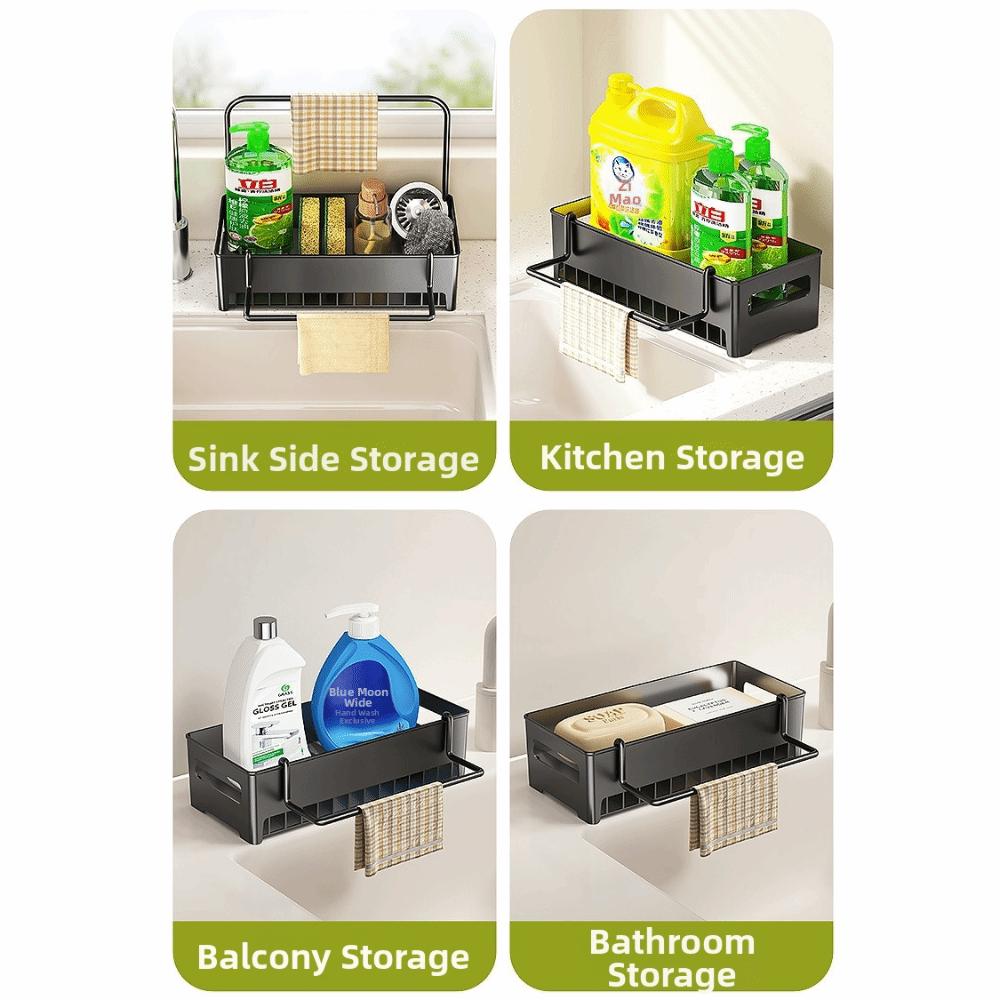 Easy to Clean Multi-Use Drain Rack Space-Efficient Sink Storage Tray Kitchen Sink Rack  Home Use