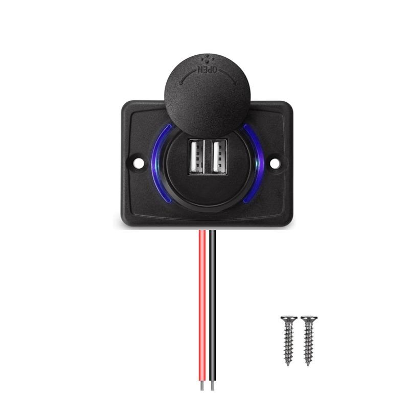 3,1A duální USB adaptér do autonabíječky s posuvným víčkem 12V-24V 36W QC 3.0 rychlonabíjecí zásuvka pro autobus RV člun ATV Auto Motorka Vodotěsný