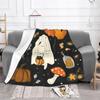 Halloween Pumpkin Ghost Blanket Flannel Print Scary Nap Multi-function Super Warm Throw Blanket for Sofa Office Bedspreads