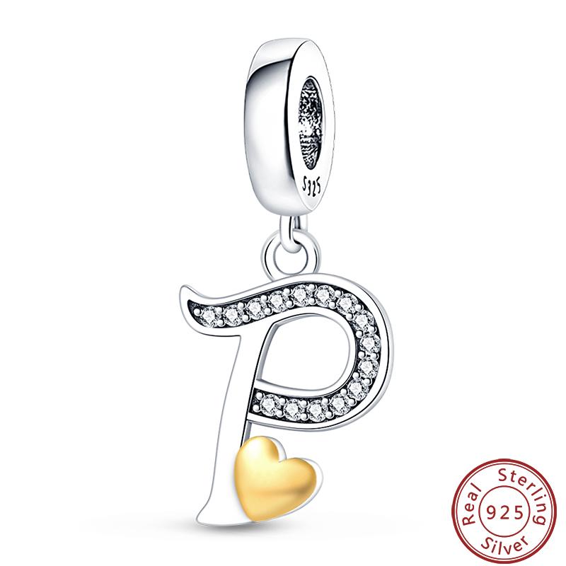 26 English Letter Series Copper Gold Heart-Shaped Design Charms Beads 3Mm Diy Fine Jewelry Making