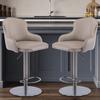 Black Titanium Stainless Steel Bar Stools,Grade Modern Leather Bar Chair with Backrest,Swivel Adjustable Height for Kitchen Counter and Dining Room