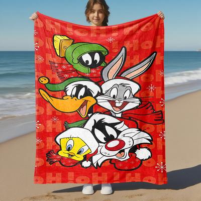 1pc Looney Tunes Christmas Outdoor Blanket - Throw Blanket, Soft , Flannel Blankets, Living Room, Travel, Camping-1102112
