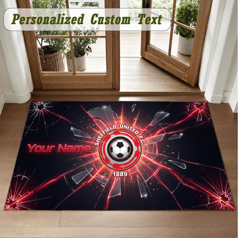 Crystal Velvet Square Rug Custom NameSheffield United FC Pattern Non Slip Home Floor Decor Rug