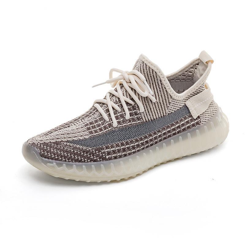 Popcorn versatile fly-woven sneakers men's breathable soft-soled running shoes 2025 spring and summer couple coconut shoes