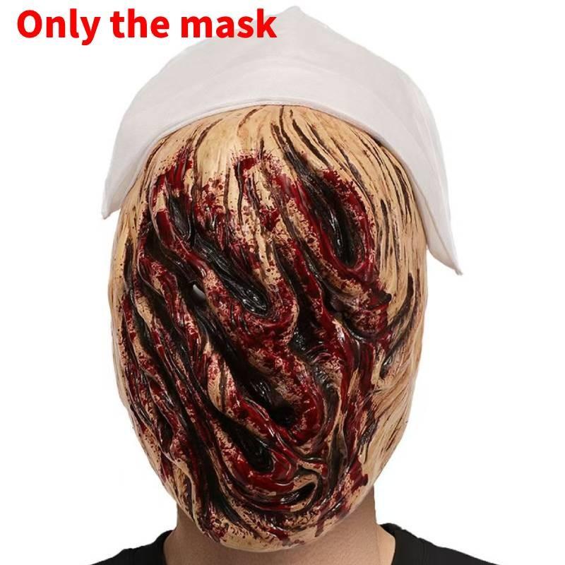 Silent Hill Krankenschwester Latexmaske mit Haaren für Halloween Horror Kostümzubehör Without Hair