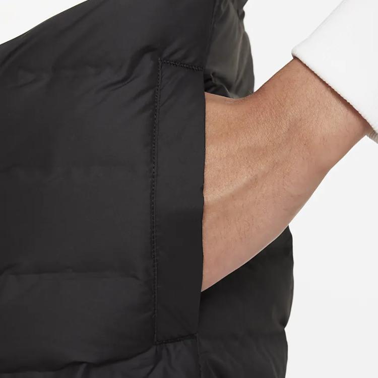 Nike Swoosh Logo Printed Stand Collar Zipper Casual Down Vest Kids Vests Black FV2520-010