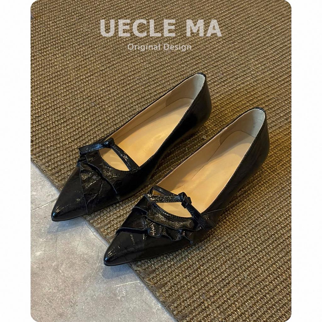 Super soft lambskin~ genuine leather French single shoes women's flat bottom pointed head small slope heel temperament versatile bow evening shoes