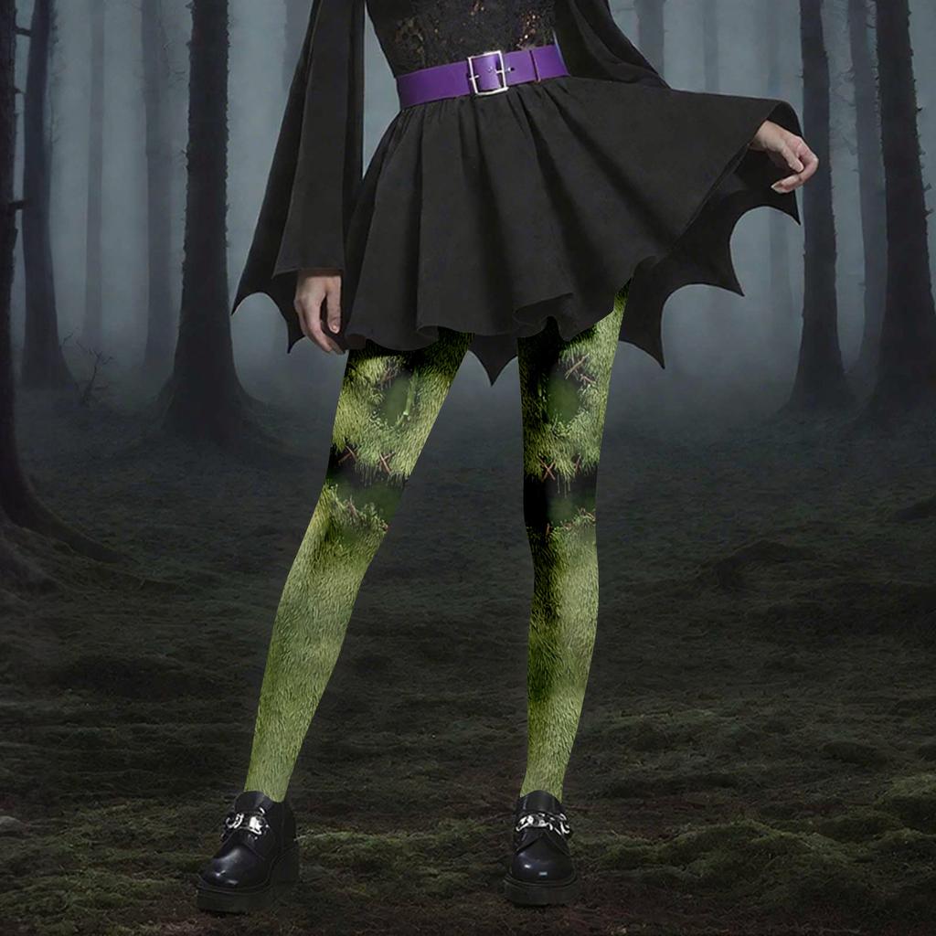 Damen Casual Mode Outdoor Halloween Bedruckte Slim Elastische Yogahose Cropped Hose