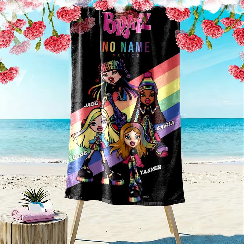 Bratz Cartoon Print Beach Towel, Large Soft Quick Dry Towel for Beach Camping Swimming