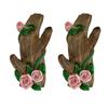 1 Pair Wall Art Hooks Key Hanger Decorative Hooks with Adhesive Resin Flowers And Tree Trunk Hooks for Hats Bags Towels Bedroom Entryway