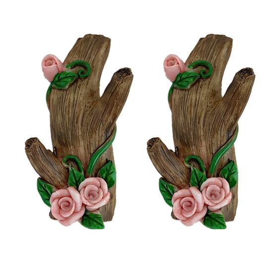 

1 пара крючков для настенного декора, вешалка для ключей, декоративные крючки с клеем, крючки с цветами из смолы и стволом дерева для шляп, сумок, полотенец, спальни, прихожей коричневый