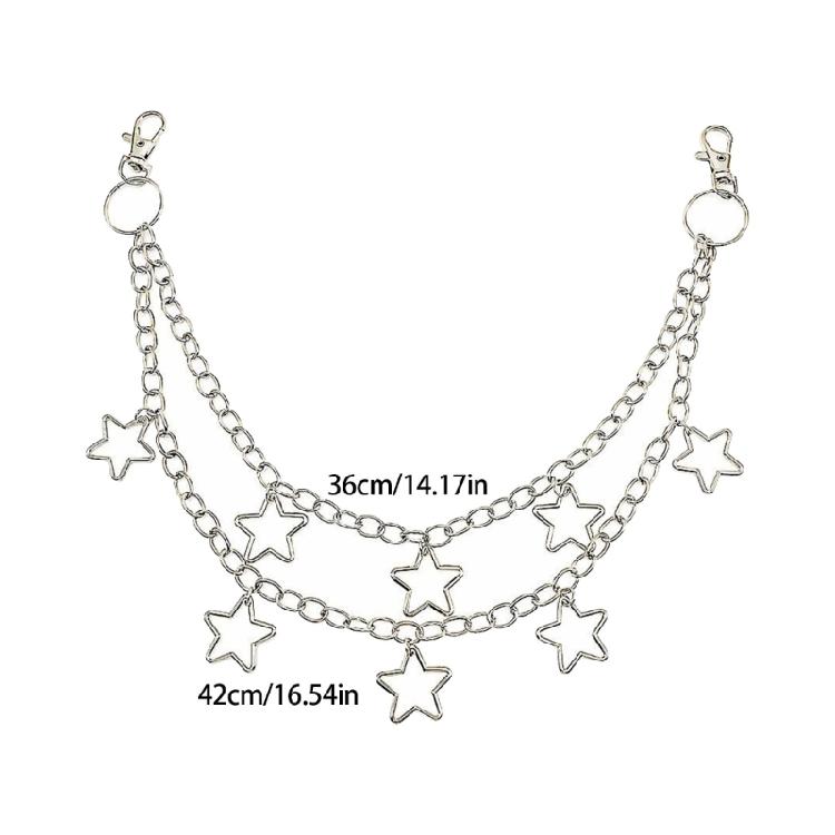 Hiphop Waist Chain with 2layer Star Tassels Waist Charm Street Pants Chain Trousers Chain Hiphop Dancing Accessories
