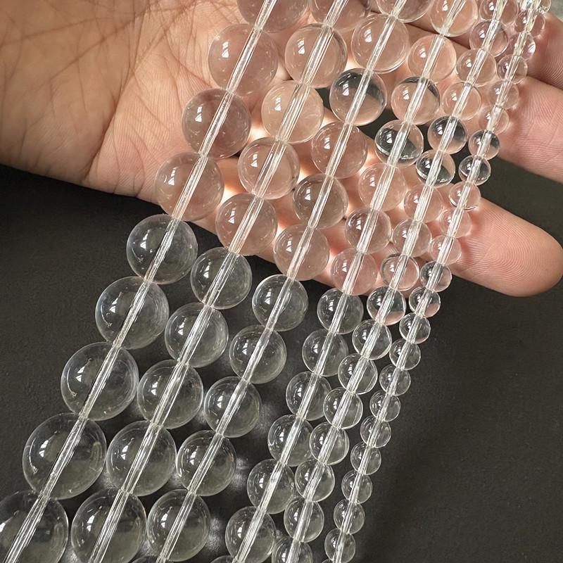 Clear White Glass Beads: High Transparency Round Handmade Beads for DIY Bracelet & Necklace Crafting