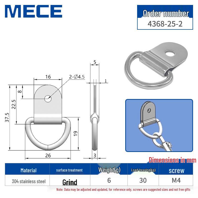 Heavy Duty D-Ring Truck Bed Tie-Down Hook with Triangle Latch