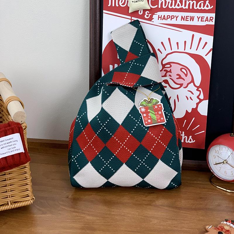 Festive Christmas Knit Tote Bag: Creative Handbag for Gifts & Candy