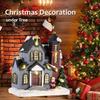 Resin Christmas  Church Village Lit Houses LED Lighted Collectible Building Figurines Home Desk Fireplace Decor Holiday Gifts