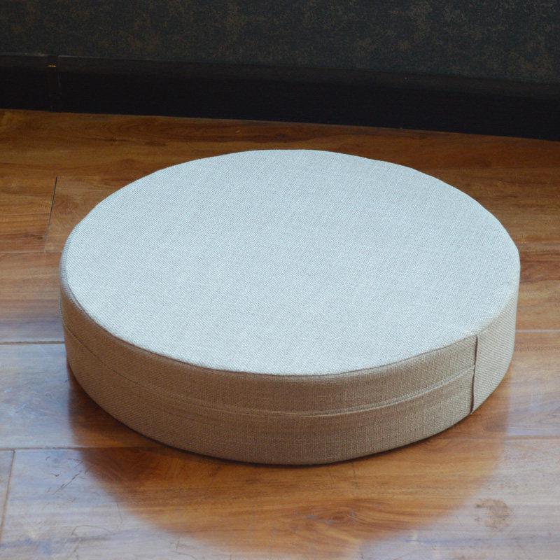 Thick Washable Japanese Zen Meditation Cushion - Round Tatami Linen Seat for Home and Balcony