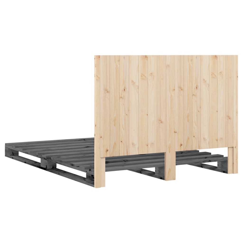 Solid Wood Bed with Headboard Gray 140x200 cm Pine