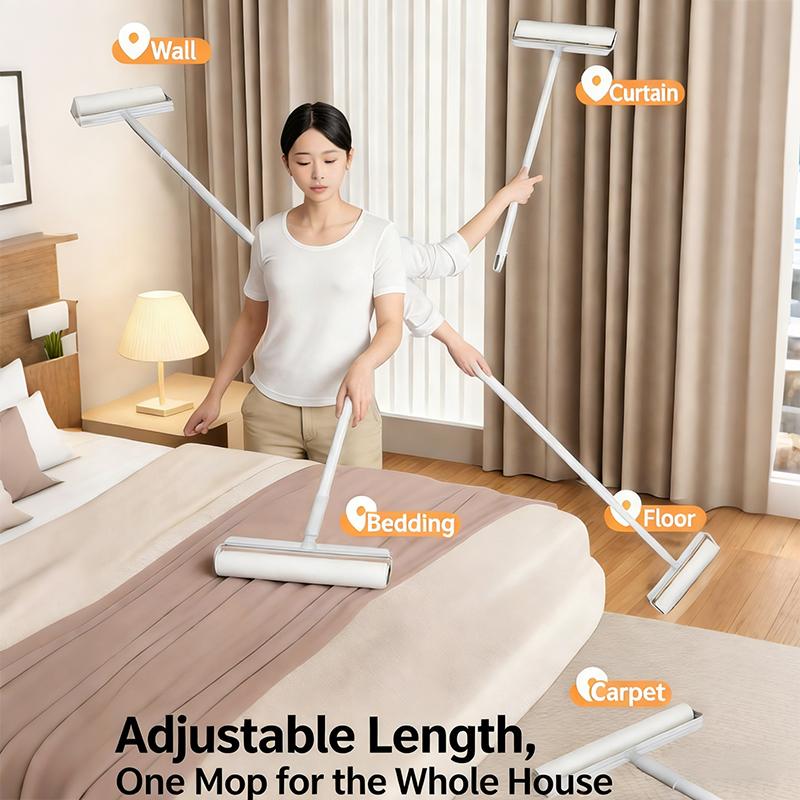 Adjustable Handle 93cm Lint Roller With Adhesive Sheet Powerful Cleaning Aid For Pet Hair