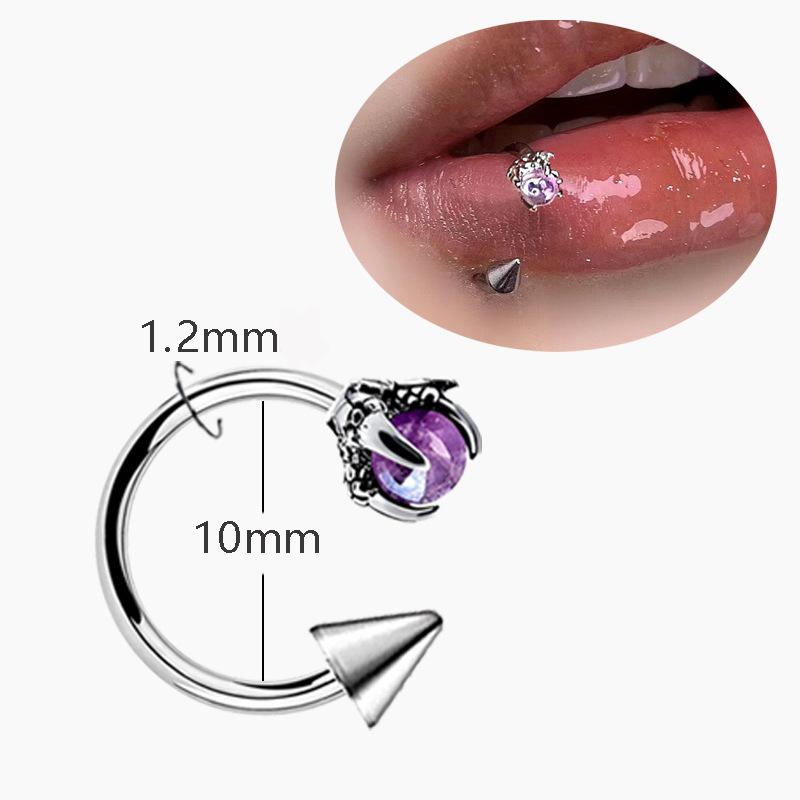 EVISPOL 16G Stianless Steel Dragon Claw Labrat Lip Rings for Women C Shaped Cartilage Tragus Daith Helix Piercing Jewelry