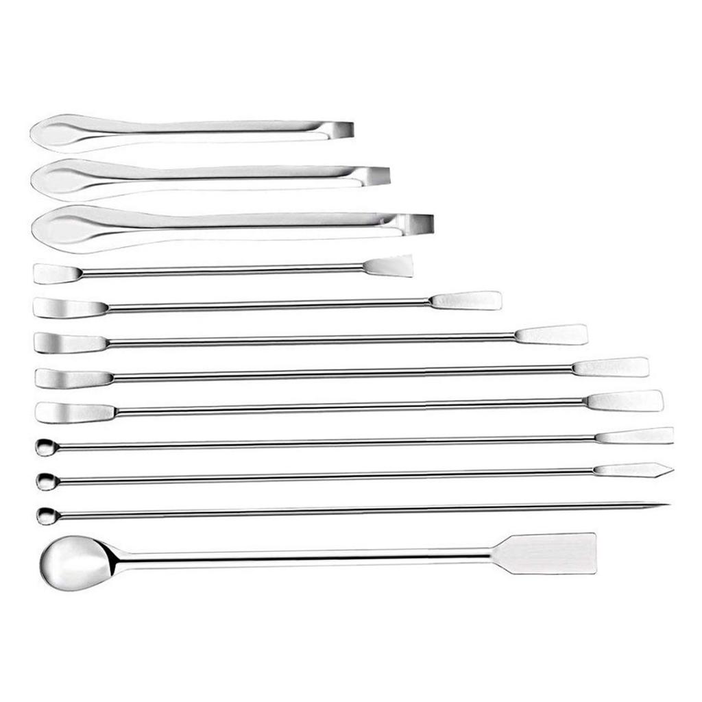 12Pcs Laboratory Spatula 304 Stainless Steel Multifunctional Sampling Scoop Experiment Supplies