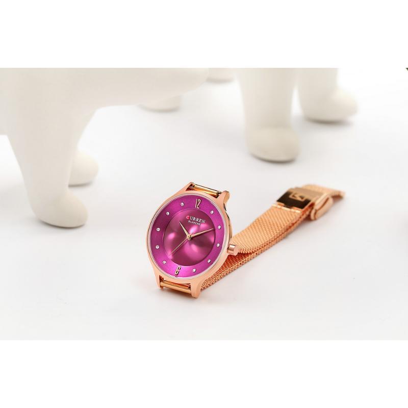 CURREN New Ladies Watch Casual Milano Mesh Strap Quartz Watch Creative Color Watch Thin Watch