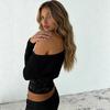 Dames Off Shoulder Lange Mouw Vleermuis Mouw Normale Pasvorm Streetwear Top Bloemen Kant Inzetstuk Polyester Cropped Top Sexy Zomer Blouse