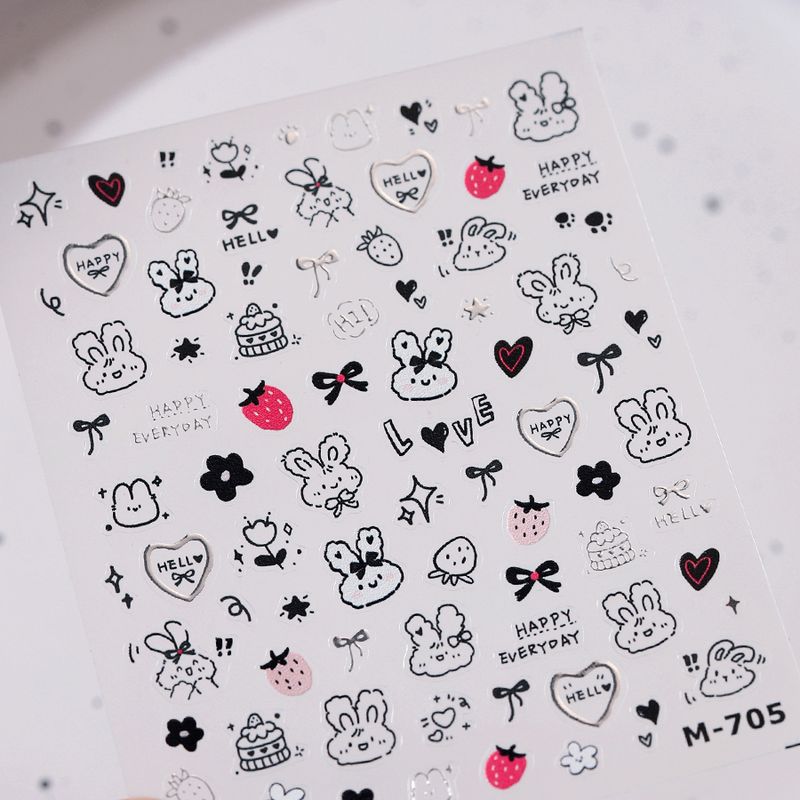 

Colorful Silver Hot Silver Lines Rabbit Dog Nail Stickers Waterproof Nail Sticker Decorative Jewelry M705 M709 M705 (color silver)