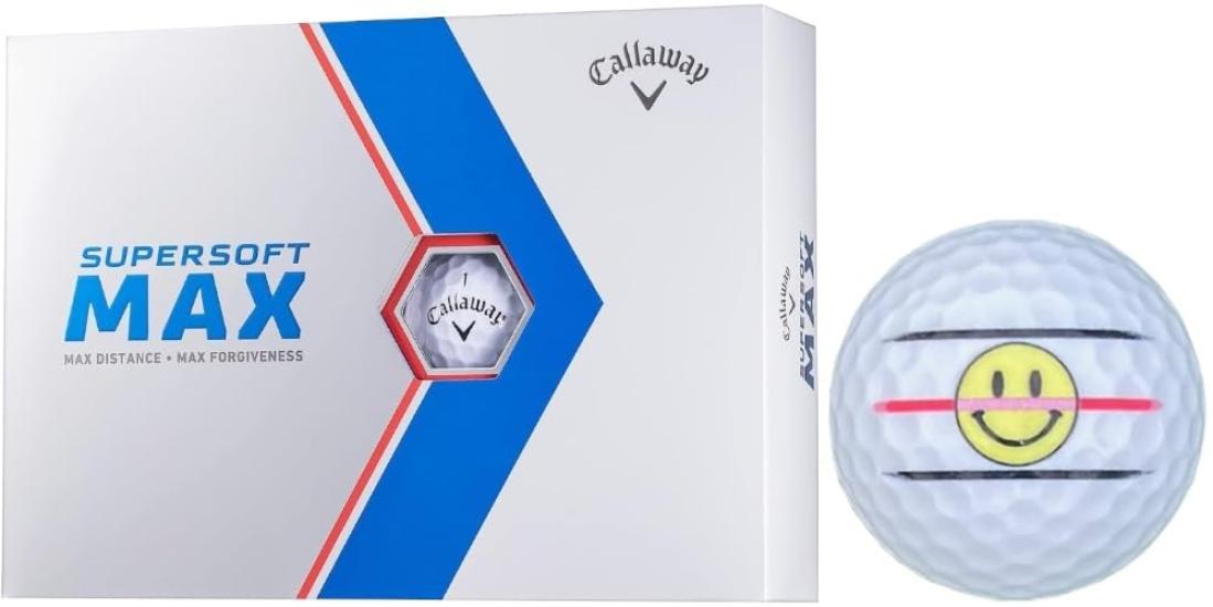 

[HappirakiGolf Line] Callaway Golf Ball SUPERSOFT MAX 2023 Model with Lines (1 dozen whiteSmiley Face)