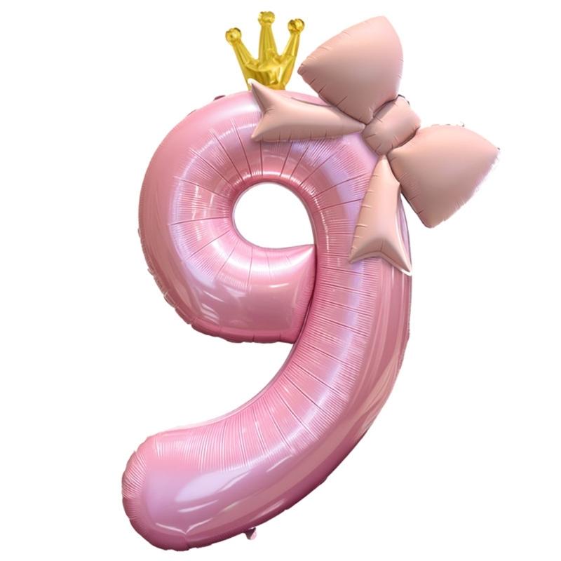 Bowknot Number Shape Balloon Reusable 40Inch Oversize Plastic Balloon For Birthday Wedding Anniversary Party Decoration