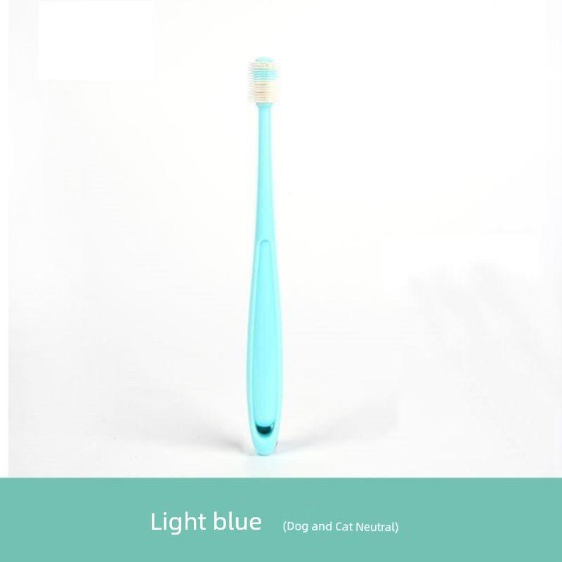 

Dog Toothbrush Cat Toothbrush Anti-Halitosis Pet Supplies Teddy Cleaning Teeth Calculus Small Size Dogs [Single] light blue toothbrush
